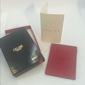 Celine Red Leather Card Holder with Box